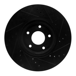 Nissan Juke Brake Rotor (1) - Front Left - R1 Concepts - Drilled & Slotted - Black - `07-`17